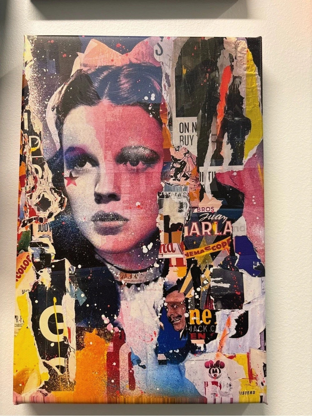 Multicolor & Pink Mixed Media Portrait Art